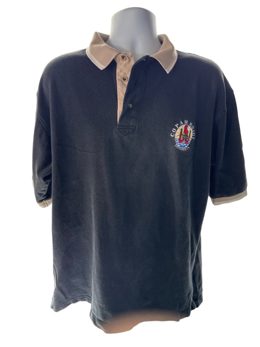 Vintage Copan Ruinas Honduras Polo Shirt XL Navy Crest Logo Cotton Golf Resort